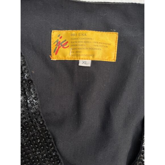 Vintage JK Vest XL Black Sequin Western Cowboy Chili Pepper Cactus 90s - Picture 3 of 7